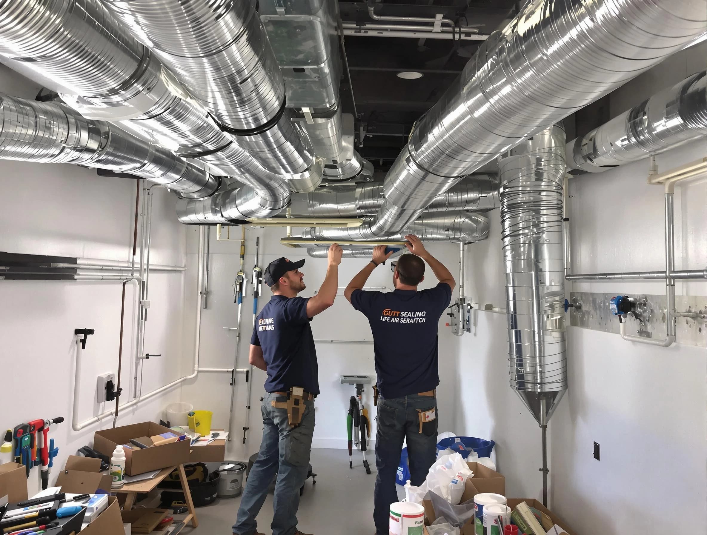 Fall River Air Duct Cleaning technician applying professional duct sealing solutions in Fall River