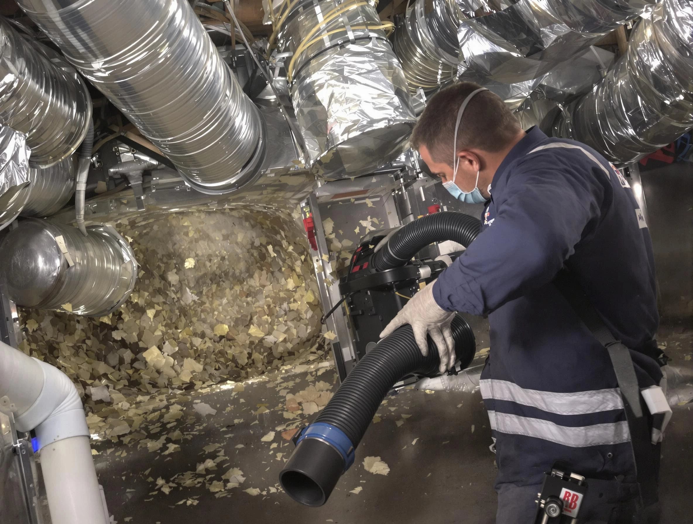 Fall River Air Duct Cleaning specialist operating negative pressure cleaning equipment for thorough duct maintenance in Fall River