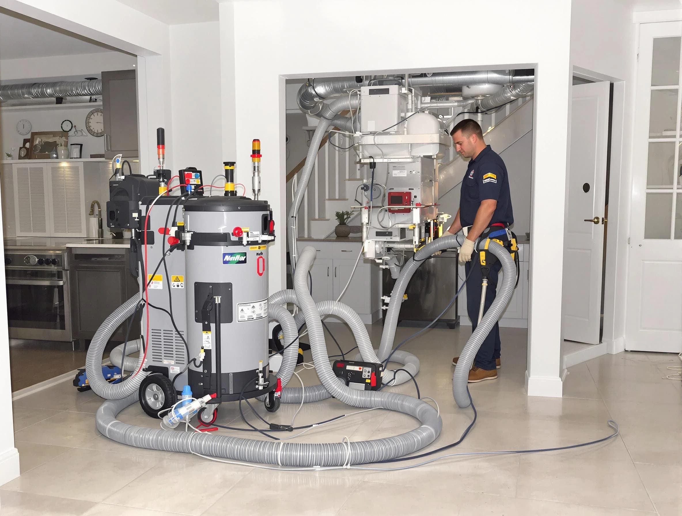 Fall River Air Duct Cleaning technician operating negative pressure cleaning equipment for thorough duct maintenance in Fall River