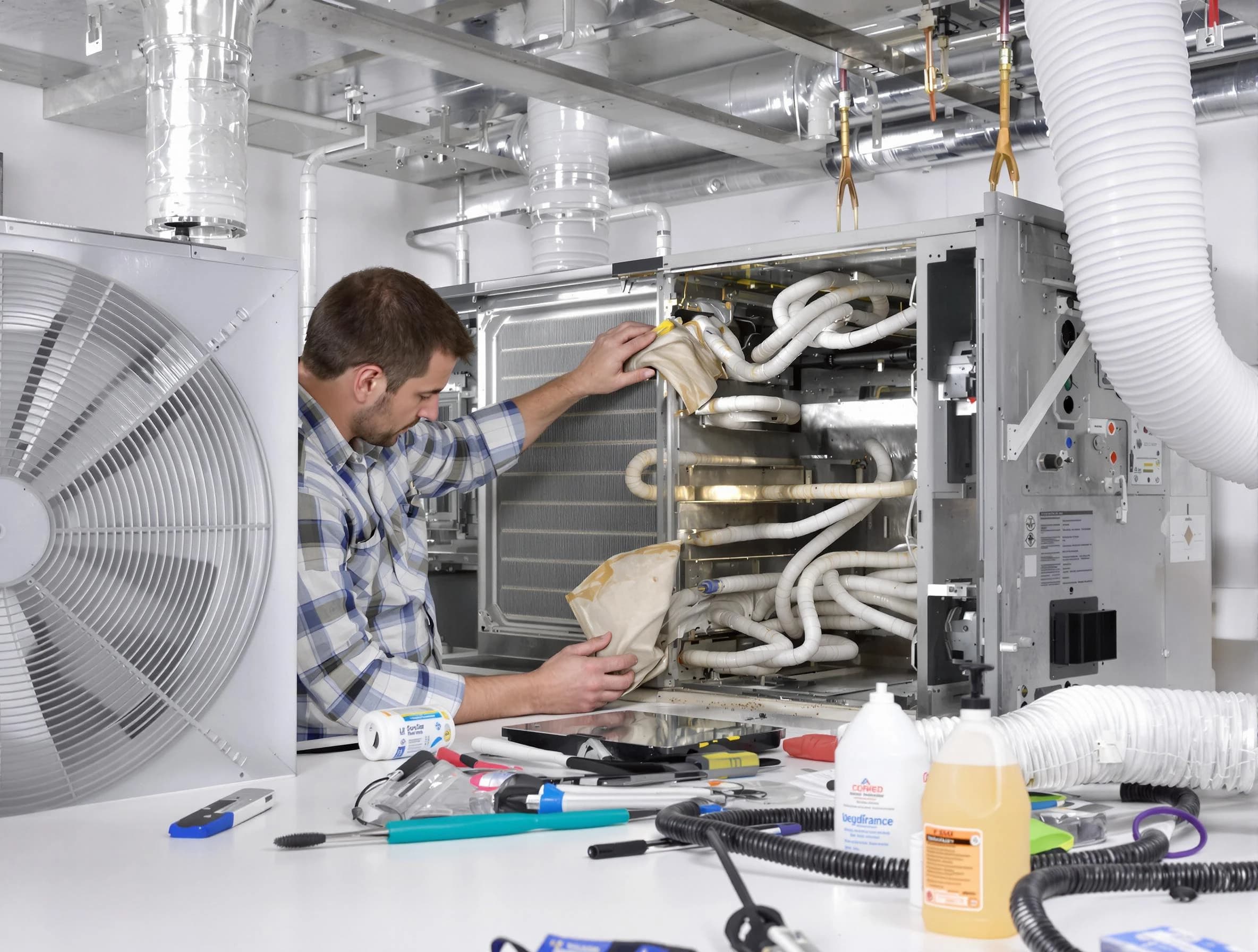 Fall River Air Duct Cleaning specialist performing precision AC coil cleaning in Fall River