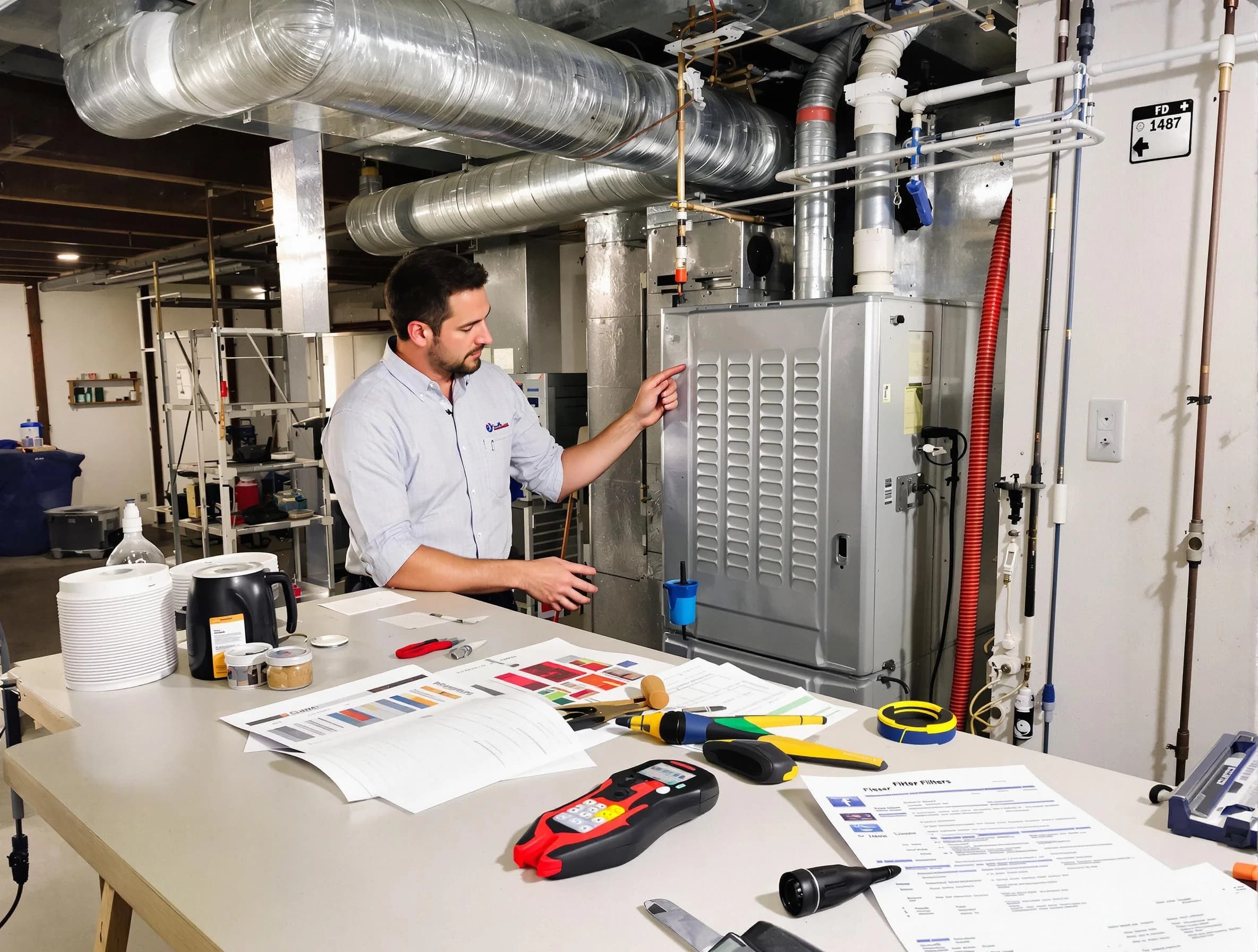 Fall River Air Duct Cleaning inspector conducting detailed filter system evaluation using professional diagnostic tools in Fall River