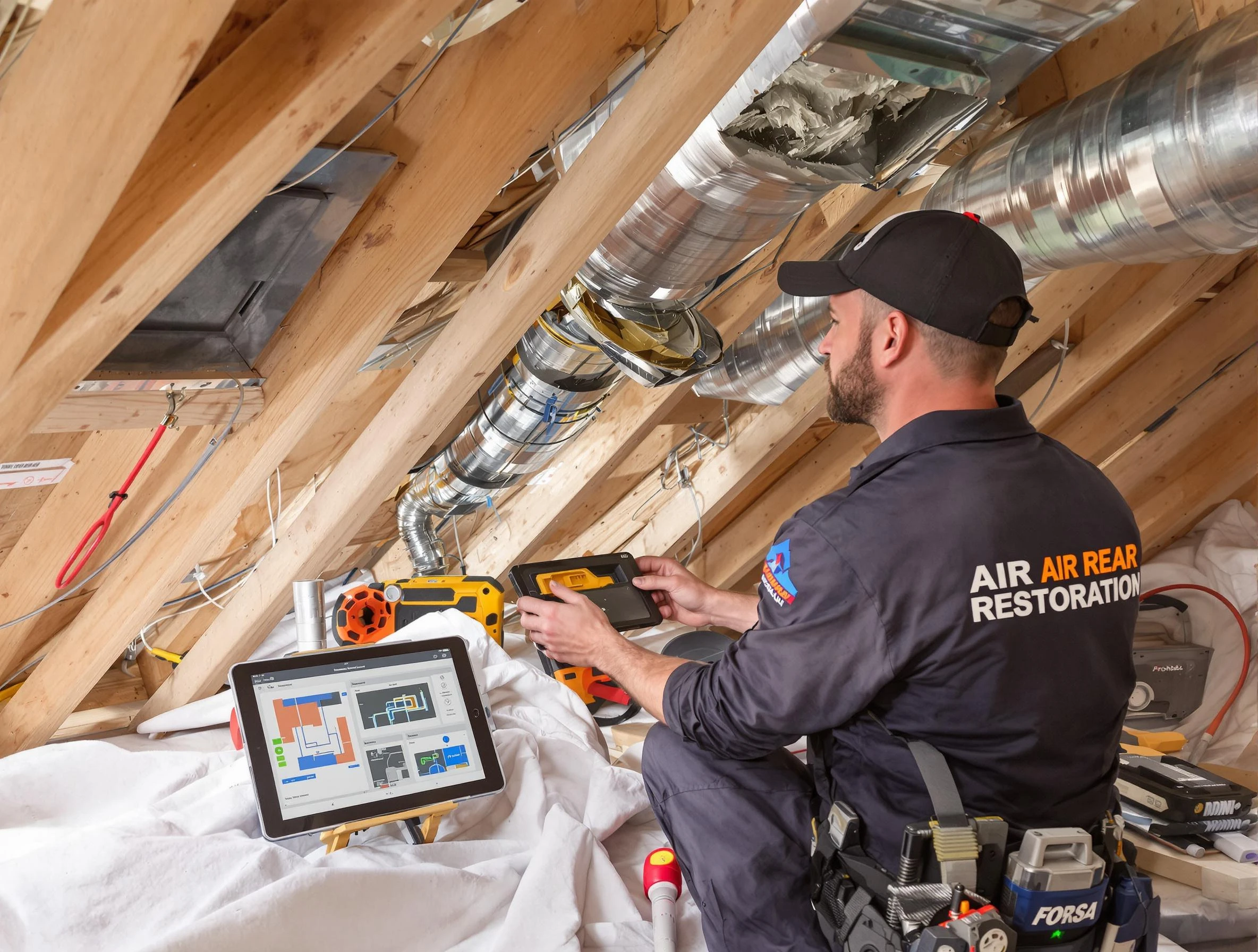 Fall River Air Duct Cleaning technician performing precise duct repair work in Fall River