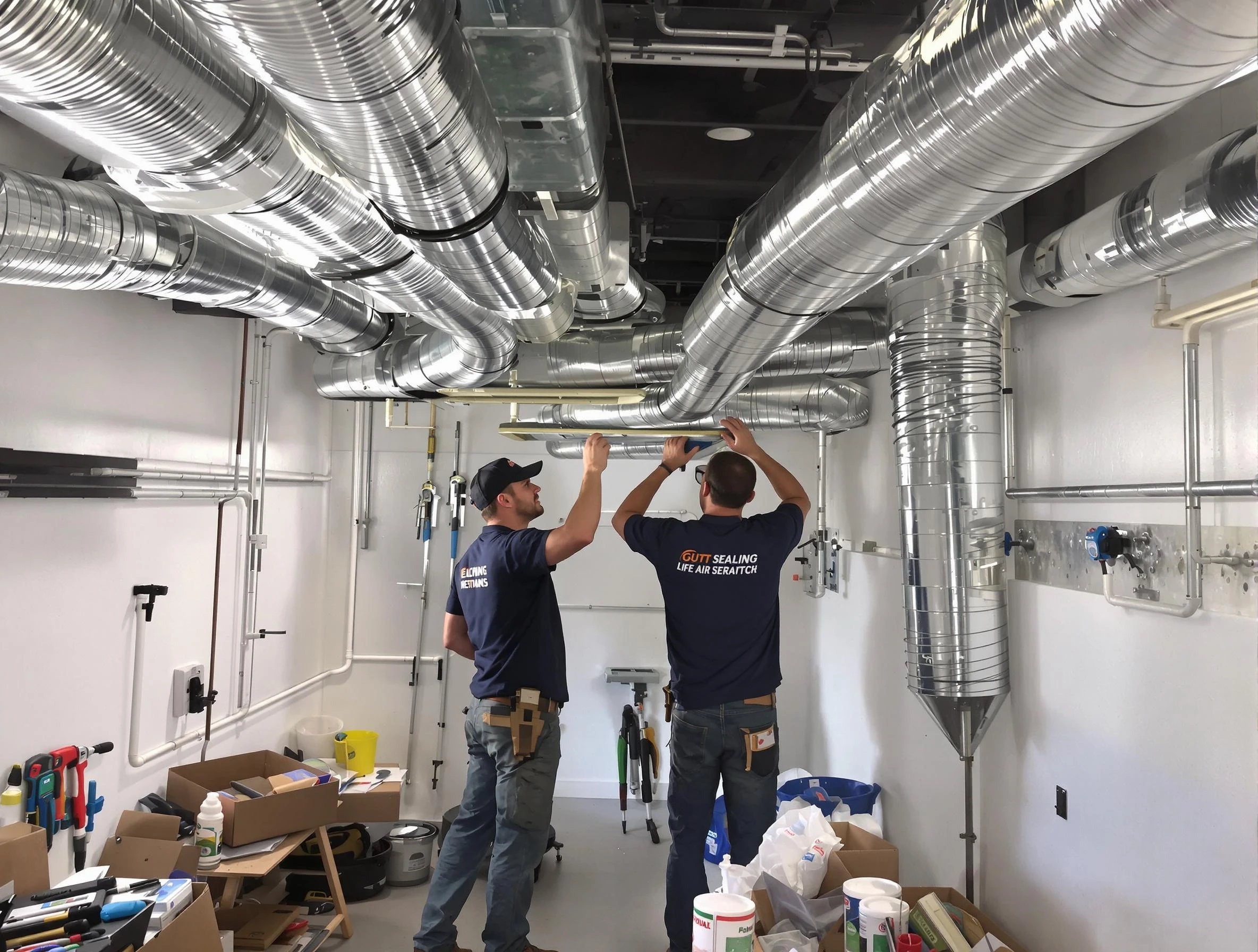 Fall River Air Duct Cleaning technician applying professional duct sealing solutions in Fall River